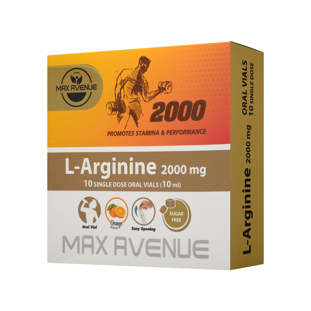 max-avenue-l-arginine-2000mg-10-vial-1.jpg ویال ال آرژنین 2000 میلی گرم مکس اونیو 10 ویال خوراکی - Image 1